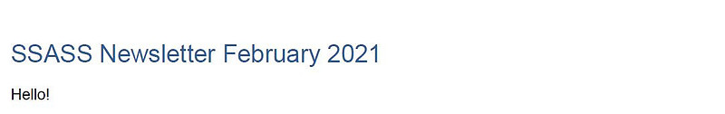 February 2021 SSASS Newsletter